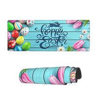 Gaming Mouse Mat Happy Easter Eggs Bunnies Large Mouse Pads Portable Table Mat, For Computer, Home, Work, 80x30cm