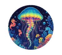 Gaming Mouse Mat Jellyfish Seahorse Coral Neon Gaming Mouse Pad Small Washable Soft Writing Mat, For Computer, Desk, Home, Study, 20cm