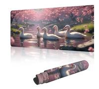 Gaming Mouse Mat Large Mouse Mats for Durable & Washable, Desk Pad with Non-Slip Rubber Base, Stitched Edges Desk Pad for Computer, Laptop, Office, Home, Gaming - White Duck 1000 x 500 mm Y-y568