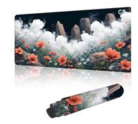 Gaming Mouse Mat Large Mouse Mats for Durable & Washable, Desk Pad with Non-Slip Rubber Base, Stitched Edges Desk Pad for Computer, Laptop, Office, Home, Gaming - Pink Flowers 600 x 300 mm Y-y728