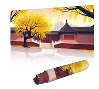 Gaming Mouse Mat Large Mouse Mats for Durable & Washable, Desk Pad with Non-Slip Rubber Base, Stitched Edges Desk Pad for Computer, Laptop, Office, Home, Gaming - Yellow Trees 900 x 400 mm Y-y586