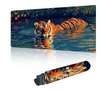 Gaming Mouse Mat Large Mouse Mats for Durable & Washable, Desk Pad with Non-Slip Rubber Base, Stitched Edges Desk Pad for Laptop, Office, Home, Gaming - Yellow Tiger 1000 x 500 mm Y-y598