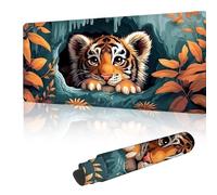 Gaming Mouse Mat Large Mouse Mats for Durable & Washable, Desk Pad with Non-Slip Rubber Base, Stitched Edges Desk Pad for Laptop, Office, Home, Gaming - Yellow Tiger 1000 x 500 mm Y-y440