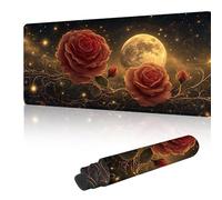 Gaming Mouse Mat Large Mouse Mats for Durable & Washable, Desk Pad with Non-Slip Rubber Base, Stitched Edges Desk Pad for Computer, Laptop, Office, Home, Gaming - Yellow Rose 900 x 400 mm Y-y748