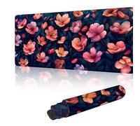 Gaming Mouse Mat Large Mouse Mats for Durable & Washable, Desk Pad with Non-Slip Rubber Base, Stitched Edges Desk Pad for Computer, Laptop, Office, Home, Gaming - Pink Flowers 600 x 400 mm Y-y382