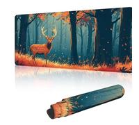 Gaming Mouse Mat Large Mouse Mats for Durable & Washable, Desk Pad with Non-Slip Rubber Base, Stitched Edges Desk Pad for Computer, Laptop, Office, Home, Gaming - Brown Deer 500 x 250 mm Y-y878