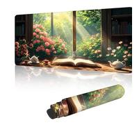 Gaming Mouse Mat Large Mouse Mats for Durable & Washable, Desk Pad with Non-Slip Rubber Base, Stitched Edges Desk Pad for Computer, Laptop, Office, Home, Gaming - Pink Flowers 600 x 300 mm Y-y300