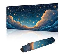 Gaming Mouse Mat Large Mouse Mats for Durable & Washable, Desk Pad with Non-Slip Rubber Base, Stitched Edges Desk Pad for Laptop, Office, Home, Gaming - Navy Blue Starry Sky 700 x 400 mm Y-y292
