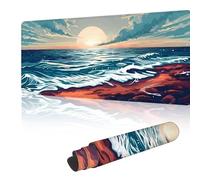 Gaming Mouse Mat Large Mouse Mats for Durable & Washable, Desk Pad with Non-Slip Rubber Base, Stitched Edges Desk Pad for Computer, Laptop, Office, Home, Gaming - Blue Ocean 600 x 400 mm Y-y882