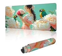 Gaming Mouse Mat Large Mouse Mats for Durable & Washable, Desk Pad with Non-Slip Rubber Base, Stitched Edges Desk Pad for Laptop, Office, Home, Gaming - Pink Flowers 1500 x 800 mm Y-y200