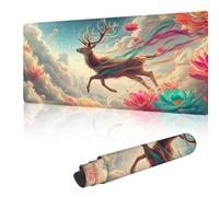 Gaming Mouse Mat Large Mouse Mats for Durable & Washable, Desk Pad with Non-Slip Rubber Base, Stitched Edges Desk Pad for Computer, Laptop, Office, Home, Gaming - Brown Deer 500 x 250 mm Y-y762