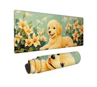 Gaming Mouse mat / Large Mouse Pad 1200 x 400 x 3mm | XXL Mousepad | Desk Mat | Improved Precision and Speed | Rubber Base for Stable Grip on Smooth Surfaces | Table Pad, 120 x 40cm (Flowers Dog) z365