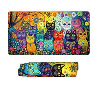 Gaming Mouse mat / Large Mouse Pad 1200 x 600 x 3mm| XXL Mousepad | Desk Mat | Improved Precision and Speed | Rubber Base for Stable Grip on Smooth Surfaces, 120 x 60cm (Colorful Cartoon Cat) d-56