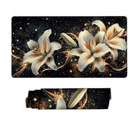 Gaming Mouse mat / Large Mouse Pad 1200 x 600 x 3mm| XXL Mousepad | Desk Mat | Improved Precision and Speed | Rubber Base for Stable Grip on Smooth Surfaces | Table Pad, 120 x 60cm (Lily Flowers) d-28