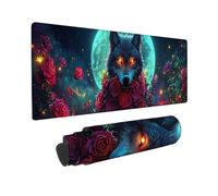 Gaming Mouse mat / Large Mouse Pad 1400 x 600 x 3mm | XXL Mousepad | Desk Mat | Improved Precision and Speed | Rubber Base for Stable Grip on Smooth Surfaces | Table Pad, 140 x 60cm (Moon Wolf) z-914