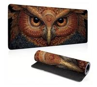 Gaming Mouse Mat, Large Mouse Pad 35.4x11.8x0.12 inch, Washable Laptop Desk Pad, Stitched Edges Mousepad, Retro Owl Keyboard Pad, Non-Slip Rubber Base Desk Mat for Computer PC, Office 0A0-165
