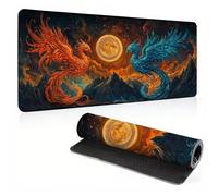 Gaming Mouse Mat, Large Mouse Pad 35.4x11.8x0.12 inch, Washable Laptop Desk Pad, Stitched Edges Mousepad, Phoenix Flame Keyboard Pad, Non-Slip Rubber Base Desk Mat for Computer PC, Office 0A0-156