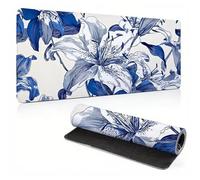 Gaming Mouse Mat, Large Mouse Pad 35.4x15.7x0.12 inch, Washable Laptop Desk Pad, Stitched Edges Mousepad, Flower Simple Keyboard Pad, Non-Slip Rubber Base Desk Mat for Computer PC, Office 0A0-295