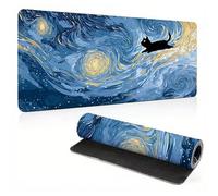 Gaming Mouse Mat, Large Mouse Pad 47.2x23.6x0.12 inch, Washable Laptop Desk Pad, Stitched Edges Mousepad, Abstract Cat Keyboard Pad, Non-Slip Rubber Base Desk Mat for Computer PC, Office 0A0-86