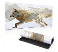 Gaming Mouse Mat, Large Mouse Pad 47.2x23.6x0.12 inch, Washable Laptop Desk Pad, Stitched Edges Mousepad, Wolf Off White Keyboard Pad, Non-Slip Rubber Base Desk Mat for Computer PC, Office 0A0-488