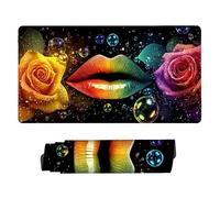 Gaming Mouse mat / Large Mouse Pad 500 x 250 x 3mm| XXL Mousepad | Desk Mat | Improved Precision and Speed | Rubber Base for Stable Grip on Smooth Surfaces | Table Pad, 50 x 25cm (Rose Lips) d-565