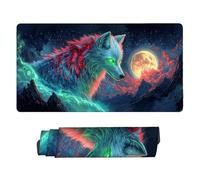 Gaming Mouse mat/Large Mouse Pad 500 x 250 x 3mm| XXL Mousepad | Desk Mat | Improved Precision and Speed | Rubber Base for Stable Grip on Smooth Surfaces | Table Pad, 50 x 25cm (Moon Wolf) d-978