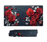 Gaming Mouse mat/Large Mouse Pad 500 x 250 x 3mm| XXL Mousepad | Desk Mat | Improved Precision and Speed | Rubber Base for Stable Grip on Smooth Surfaces | Table Pad, 50 x 25cm (Red Rose) d-330