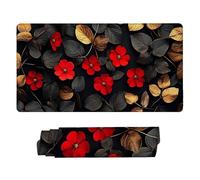 Gaming Mouse mat / Large Mouse Pad 500 x 250 x 3mm| XXL Mousepad | Desk Mat | Improved Precision and Speed | Rubber Base for Stable Grip on Smooth Surfaces | Table Pad, 50 x 25cm (Red Flowers) d-334