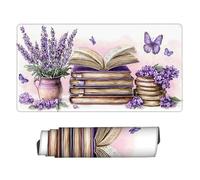 Gaming Mouse mat / Large Mouse Pad 500 x 250 x 3mm| XXL Mousepad | Desk Mat | Improved Precision and Speed | Rubber Base for Stable Grip on Smooth Surfaces | Table Pad, 50 x 25cm (Lavender Books) d937