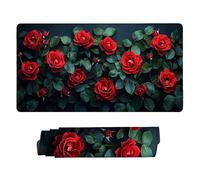 Gaming Mouse mat / Large Mouse Pad 500 x 250 x 3mm| XXL Mousepad | Desk Mat | Improved Precision and Speed | Rubber Base for Stable Grip on Smooth Surfaces | Table Pad, 50 x 25cm (Red Rose) d-329