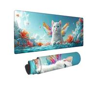 Gaming Mouse mat/Large Mouse Pad 600 x 300 x 3mm | XXL Mousepad | Desk Mat | Improved Precision and Speed | Rubber Base for Stable Grip on Smooth Surfaces | Table Pad, 60 x 30cm (Angel Cat) z-771