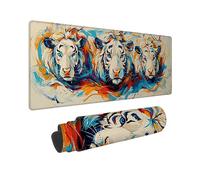 Gaming Mouse mat / Large Mouse Pad 700 x 300 x 3mm | XXL Mousepad | Desk Mat | Improved Precision and Speed | Rubber Base for Stable Grip on Smooth Surfaces | Table Pad, 70 x 30cm (White Tiger) h-20