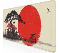 Gaming Mouse Mat Large Mouse Pad 800 x 400 x 3MM Washable Laptop Mousemat, Red Full Moon Keyboard Mat, Non-Slip Rubber Base Stitched Edges Mousepad for PC, Laptop, Office, z1c0937