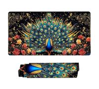 Gaming Mouse mat / Large Mouse Pad 900 x 400 x 3mm| XXL Mousepad | Desk Mat | Improved Precision and Speed | Rubber Base for Stable Grip on Smooth Surfaces | Table Pad, 90 x 40cm (Peacock Peony) d-502
