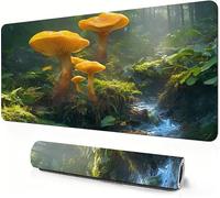 Gaming Mouse Mat Mushroom Mouse Pad large Forest 500 x 250x3mm Extended Desk Mat large, Keyboard Pad and Desk Accessories, Water-Resistant Surface and Non-Slip Base Mousemat for Office Deco DZ-706