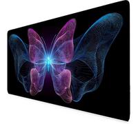 Gaming Mouse Mat Pink Mouse Pad Butterfly Desk Mat Large 70 x 30cm Protector Desk Pad Non-Slip Rubber Base with Stitched Edges, for Computer, PC, Work, Home Office (Pink,Butterfly 700x300x3mm) u1891