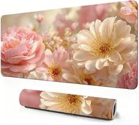 Gaming Mouse Mat Pink Mouse Pad large White 1200 x 600 x 3mm Extended Desk Mat large, Keyboard Pad and Desk Accessories, Water-Resistant Surface and Non-Slip Base Mousemat for Office Deco DZ-255