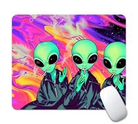 Gaming Mouse Mat Rainbow Colorful Texture Green Alien Computer Mouse Pad Small Decor Table Mat, For Study, Work, Computer, 25x30cm