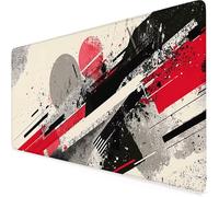 Gaming Mouse Mat Red Mouse Pad Geometry Desk Mat Large 60 x 30cm Protector Desk Pad Non-Slip Rubber Base with Stitched Edges, for Computer, PC, Laptop, Home Office (Red,Geometry 600x300x3mm) w4025