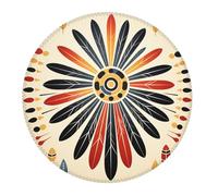 Gaming Mouse Mat Southwestern Feather Native American Vintage Round Mousepad Washable With Non-Slip Rubber Base Small Writing Mat, For Work, Study, Office, Computer, 20cm
