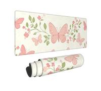 Gaming Mouse Mat XXL 1000x500mm Mouse Pad XXL Pink Butterfly Mousepad Large Laptop Keyboard Mousemat with Slip Rubber Base and Stitched Edges, Improved Precision and Speed, for Office Gaming, P11926