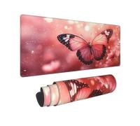 Gaming Mouse Mat XXL 1000x500mm Mouse Pad XXL Red Butterfly Mousepad Large Laptop Keyboard Mousemat with Slip Rubber Base and Stitched Edges, Improved Precision and Speed, for Office Gaming, P11983