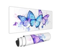 Gaming Mouse Mat XXL 1200x600mm Mouse Pad XXL Blue Butterfly Mousepad Large Laptop Keyboard Mousemat with Slip Rubber Base and Stitched Edges, Improved Precision and Speed, for Office Gaming, P11034