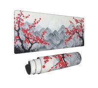 Gaming Mouse Mat XXL 1500x800mm Mouse Pad XXL Red Flower Mousepad Large Laptop Keyboard Mousemat with Slip Rubber Base and Stitched Edges, Improved Precision and Speed, for Home Office Gaming, P11665