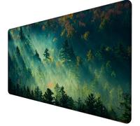 Gaming Mouse Mat XXL Large Mouse Mat with Stitched Edges Waterproof and Non-Slip Improves Precision and Speed for PC, MacBook (Morning Glittery Forest, 400 L x 900 W mm)