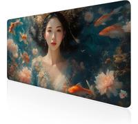 Gaming Mouse Mat XXL Mouse Pad 32x12x0.12inch Blue Desk Mat Woman Mousepad with Waterproof and Non-Slip, Smooth Surface Improve Accuracy and Speed, for Game, Office, Desk Accessories for Men D1-303