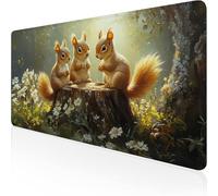 Gaming Mouse Mat XXL Mouse Pad 36x20x0.12inch Brown Desk Mat Squirrel Mousepad with Waterproof and Non-Slip,Smooth Surface Improve Accuracy and Speed,for Game,Office,Desk Accessories for Men D1-143