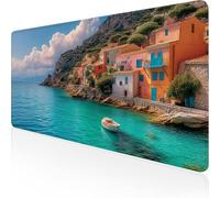 Gaming Mouse Mat XXL Mouse Pad 56x24x0.12inch Blue Desk Mat Sea View Mousepad with Waterproof and Non-Slip, Smooth Surface Improve Accuracy and Speed, for Game, Office, Desk Accessories for Men D1-301