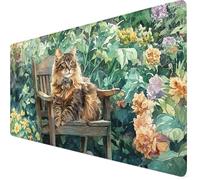 Gaming Mouse Pad 1000 x 500 x 3mm Large Mouse Mat Cat Desk Pad with Stitched Edges, Anti-slip Rubber Base Mousepad, Improved Precision and Speed, Spill-Resistant Surface, Laptop, Mustard Color Y7-925
