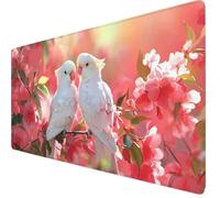 Gaming Mouse Pad 1000 x 500 x 3mm Large Mouse Mat Parrot Desk Pad with Stitched Edges, Anti-slip Rubber Base Mousepad, Improved Precision and Speed, Spill-Resistant Surface, PC, Laptop, White Y7-1421
